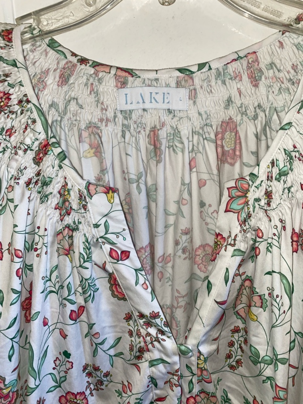 Lake White Floral Mini Dress with Puff Sleeves - Picture 2 of 7